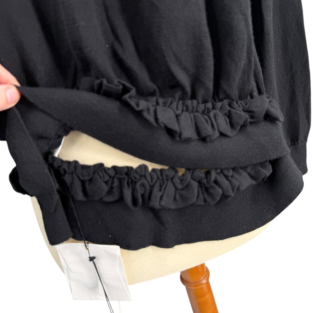 Simone Rocha Cardigan Black Wool Silk Ruffle Back Button Front‎ Size Large New - Picture 3 of 7